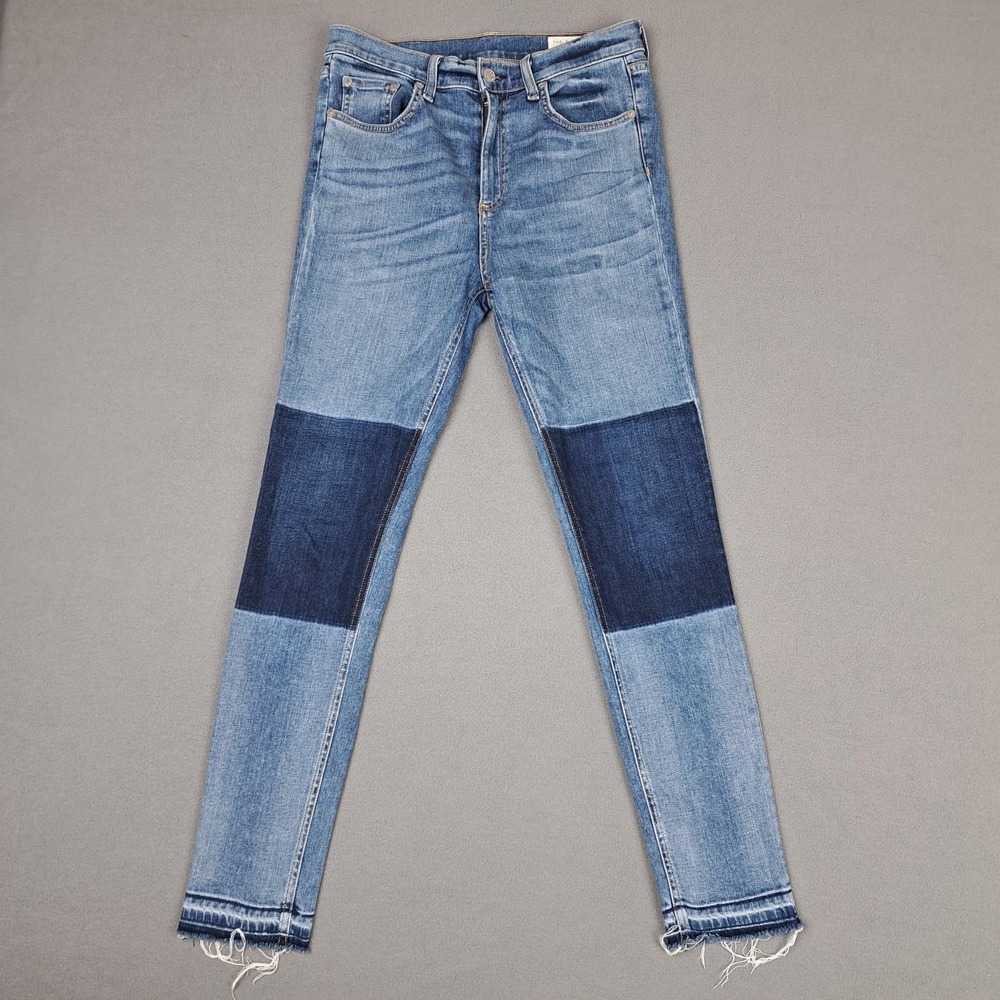 Rag & Bone Jeans Womens 29 Blue Olana‎ Patchwork Skinny High Rise Raw Hem USA